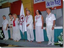 Presentation of the Banner of Peace to Iberica de Luz, Spain.