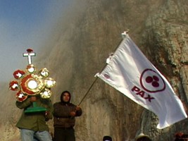 The Banner of Peace in Magic Bernal Stone Summit-Queretaro