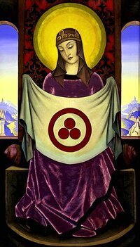 Madonna Oriflamma. 1932. Tempera on canvas, 172.6 x 99.6 cm. Nicholas Roerich Museum, New York, New York