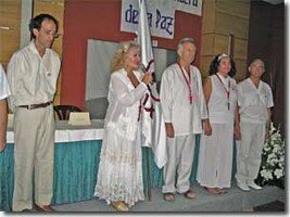 Presentation of the Banner of Peace to Iberica de Luz, Spain.